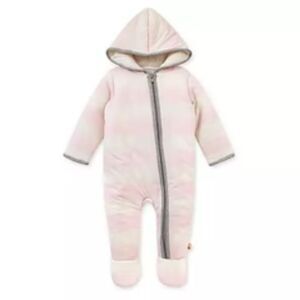 Burt's Bees Bunting Quilted Organic Cotton Soft Hooded Hand Covers Footie 0-3 Mo